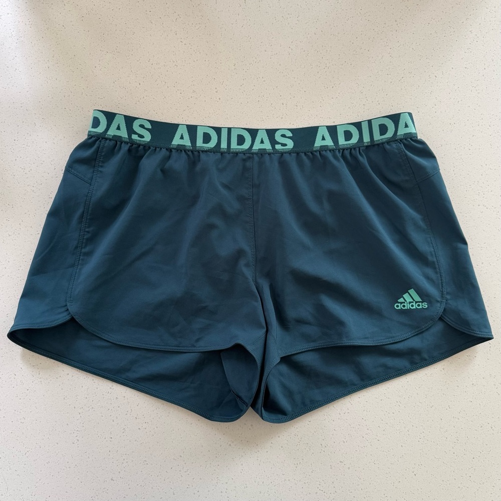 adidas Teal Elastic-Waist Athletic Shorts